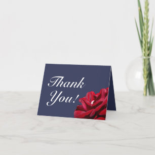 Modern Navy Blue Burgundy Floral Thank You Wedding Card