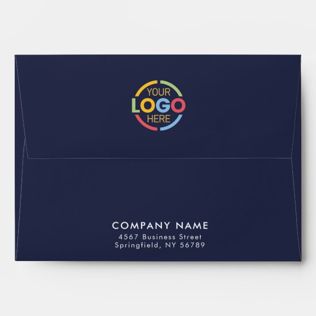 Modern Navy Blue Business Custom Logo Professional Envelope (Back (Top Flap))