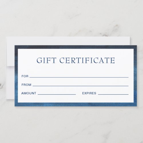 Modern Navy Blue Business Gift Certificate