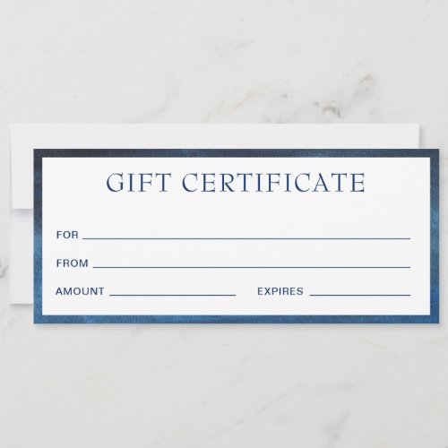 Modern Navy Blue Business Gift Certificate