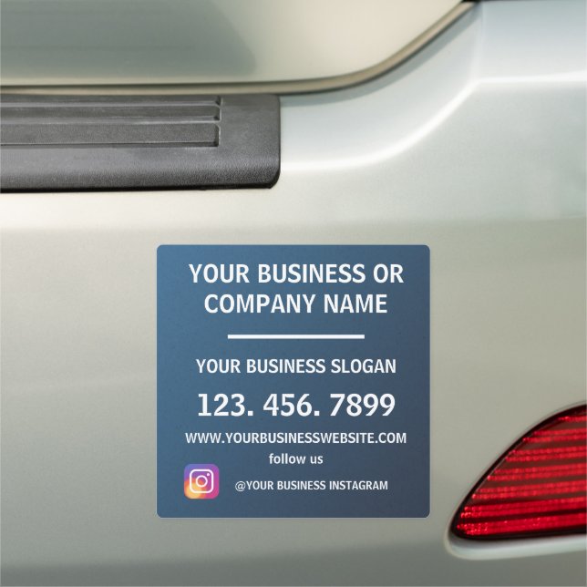 Modern Navy Blue Business Logo Promotional Car Magnet (In Situ)