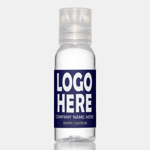 Modern navy blue business logo promotional hand sanitizer