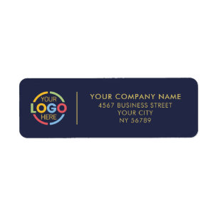Modern Navy Blue Business Logo Return Address Label