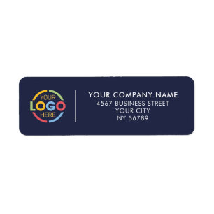 Modern Navy Blue Business Logo Return Address Label