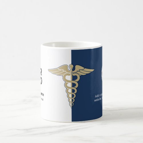 Modern Navy Blue Caduceus Doctor Nurse Name Logo Coffee Mug