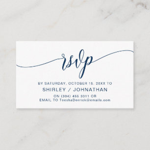 Modern Navy Blue Calligraphy, Wedding RSVP Enclosure Card