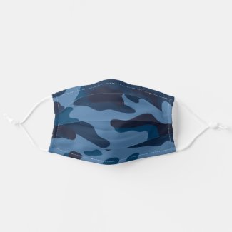 Modern Navy Blue Camo Pattern Cloth Face Mask