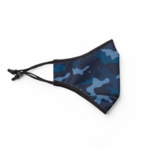 Modern Navy Blue Camo Pattern Premium Face Mask