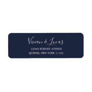 Modern Navy Blue Chic Script Return Address Label
