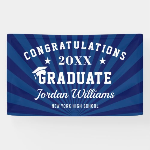 Modern Navy Blue Class of 2024 Graduation Party Banner