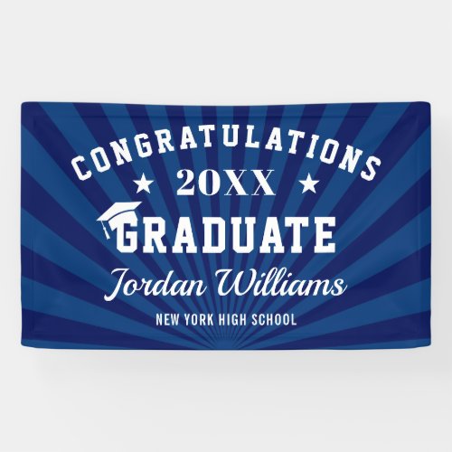 Modern Navy Blue Class of 2024 Graduation Party Banner