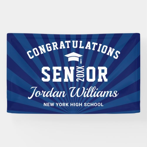 Modern Navy Blue Class of 2024 Graduation Party Banner