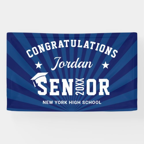 Modern Navy Blue Class of 2024 Graduation Party Banner