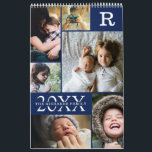 Modern Navy Blue Color Block Family Photo Collage Calendar<br><div class="desc">Modern Navy Blue Color Block Family Photo Collage - with personalized family last name, year, and initial letter, all arranged in an elegant grid layout. This modern and sleek design displays 6 of your own pictures beautifully on the Cover, 6 More on the Back, and a single photo for every...</div>