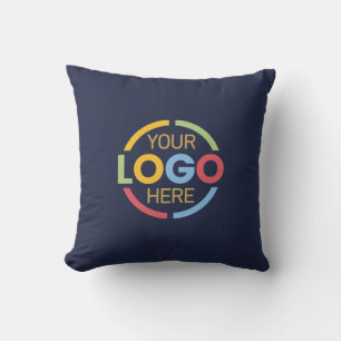Modern Navy Blue Company Business Logo Branded Throw Pillow