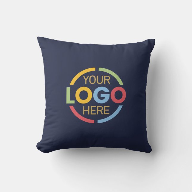 Modern Navy Blue Company Business Logo Branded Throw Pillow (Front)