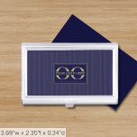 Modern Navy Blue Company Logo Business Card Case<br><div class="desc">Elevate your networking game with this simple,  modern professional business card case. The subtle navy blue patterned background showcases your logo framed in navy blue with golden accents. Stay organized and make a lasting impression with this stylish accessory.</div>