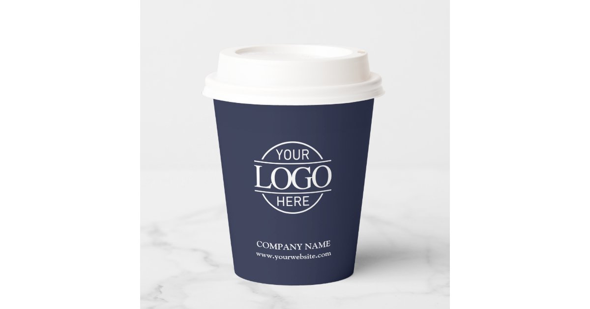 Modern Navy Blue Corporate Company Business Logo Paper Cups | Zazzle