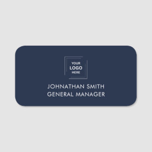 Modern Navy Blue Corporate Staff Identity Name Tag