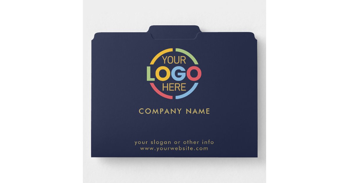 Modern Navy Blue Custom Company Business Logo File Folder | Zazzle