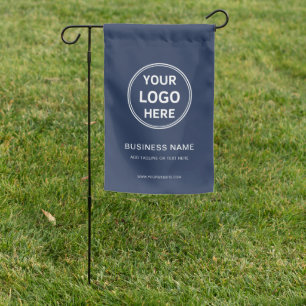 Modern Navy Blue Custom Logo Business Branding Garden Flag