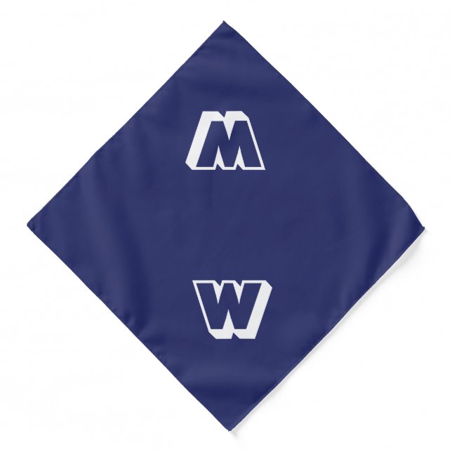 Modern navy blue custom monogram initial letter bandana (Front)