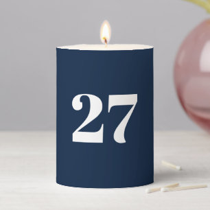 Modern navy blue custom number birthday party pillar candle