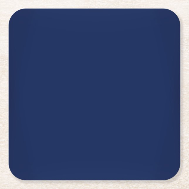 Modern Navy Blue Customizable Square Paper Coaster (Front)
