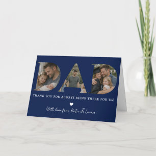 Modern Navy Blue Dad Photo Collage Father Day Gift Card