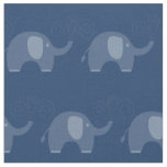Modern Navy Blue Elephant Pattern Fabric