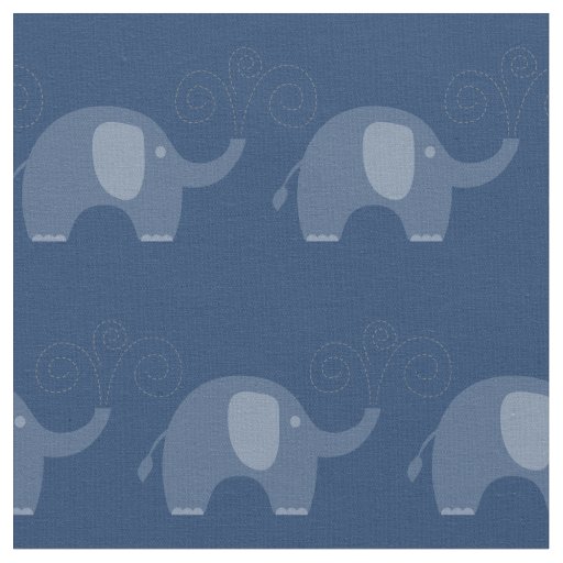 Modern Navy Blue Elephant Pattern Fabric Zazzle