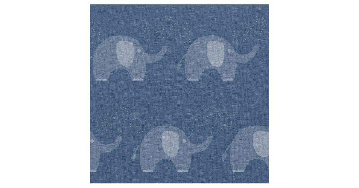 Modern Navy Blue Elephant Pattern Fabric Zazzle