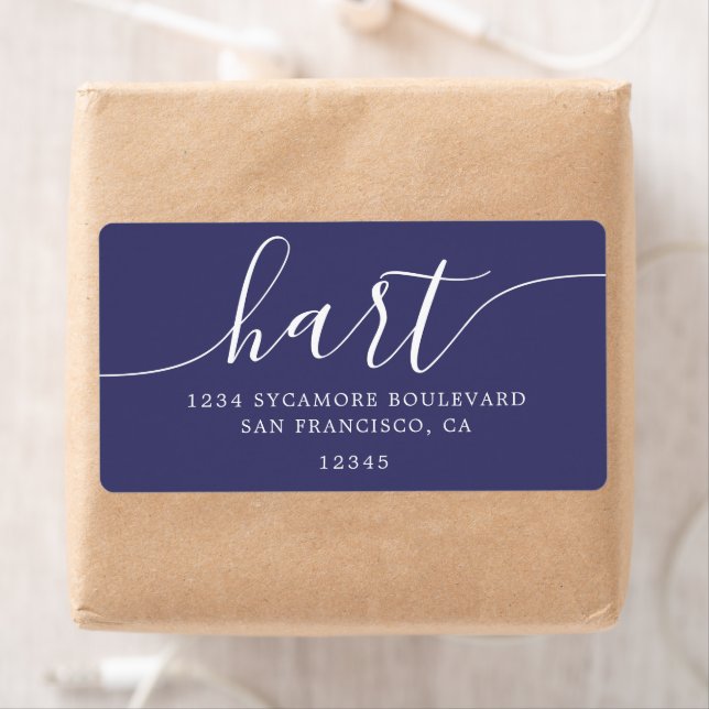 Modern Navy Blue Family Return Address Label (Insitu)