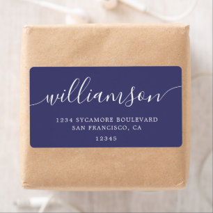 Modern Navy Blue Family Return Address Label