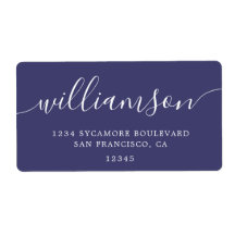 Modern Navy Blue Family Return Address