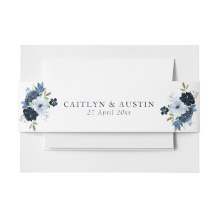 Modern navy blue floral wedding belly band
