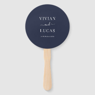 Modern Navy Blue Formal Minimal Wedding Hand Fan