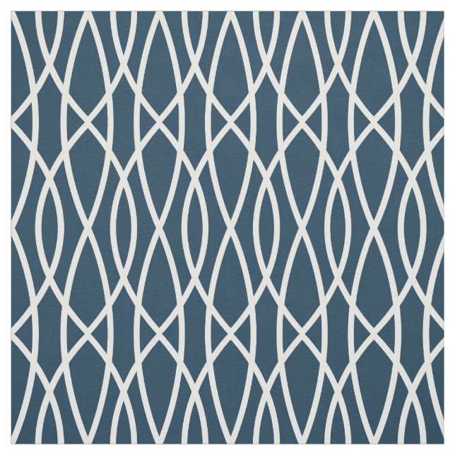 Modern Navy Blue Geometric Pattern Fabric (Swatch)