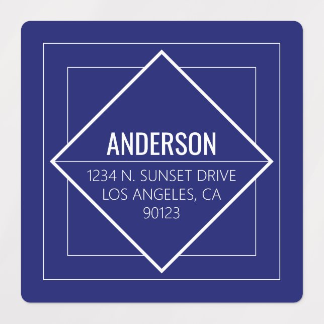 Modern Navy Blue Geometric Return Address  Labels (Design 3)