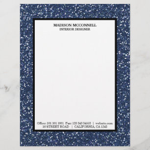 Modern navy blue glitter letterhead