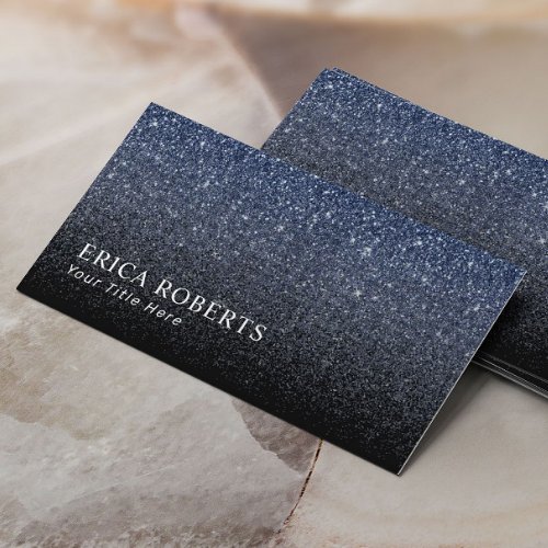 Modern Navy Blue Glitter Minimalist Business Card