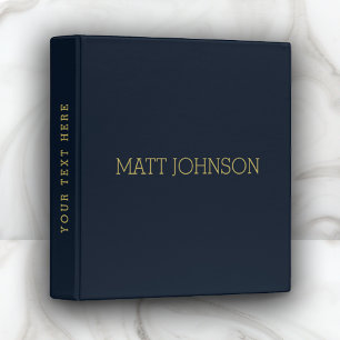Modern Navy Blue Gold 3-Ring Binder Home Office