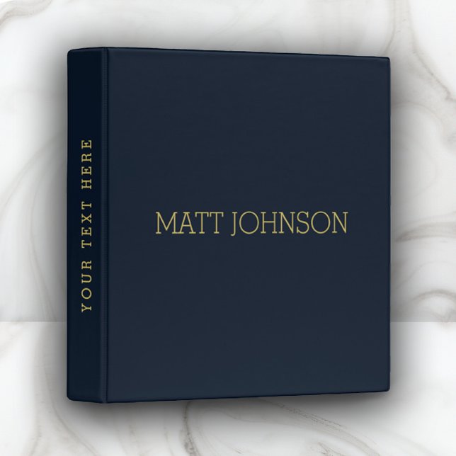 Modern Navy Blue Gold 3-Ring Binder Home | Office (Creator Uploaded)