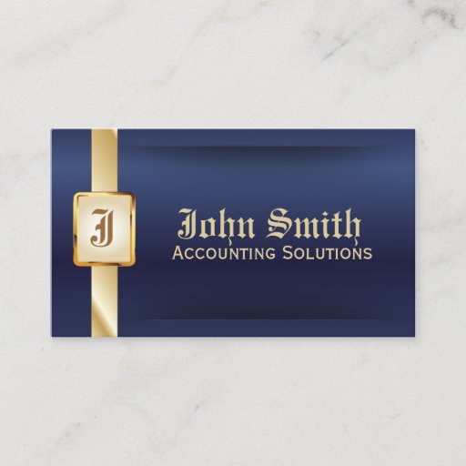 Customizable Classy Blue Gold Accounting Business Card