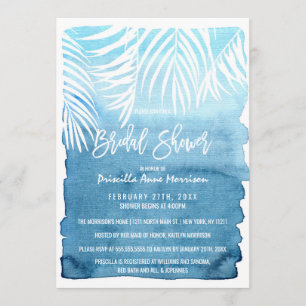 Modern Navy Blue Gold Brushstrokes Bridal Shower Invitation