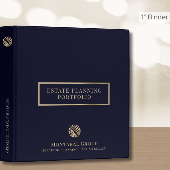 Modern Navy Blue Gold Estate Planning 3 Ring Binder (Creator Uploaded)