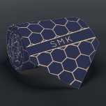 Modern Navy Blue Gold Foil Geometric Monogram Neck Tie<br><div class="desc">Modern Navy Blue Gold Foil Geometric Monogram Necktie in a stylish pattern of stylish gold hexagons on an elegant navy blue background. Easy to customize with text, fonts, and colors. Created by Zazzle pro designer BK Thompson © exclusively for Cedar and String; please contact us at cedarandstring@gmail.com if you need...</div>