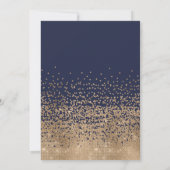 Modern Navy Blue Gold Glitter Confetti Sweet 16 Invitation (Back)