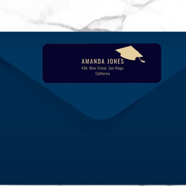 Modern Navy Blue Gold Graduation  Label (Creator Uploaded)