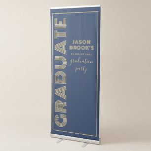Modern Navy Blue Gold Graduation Retractable Banner